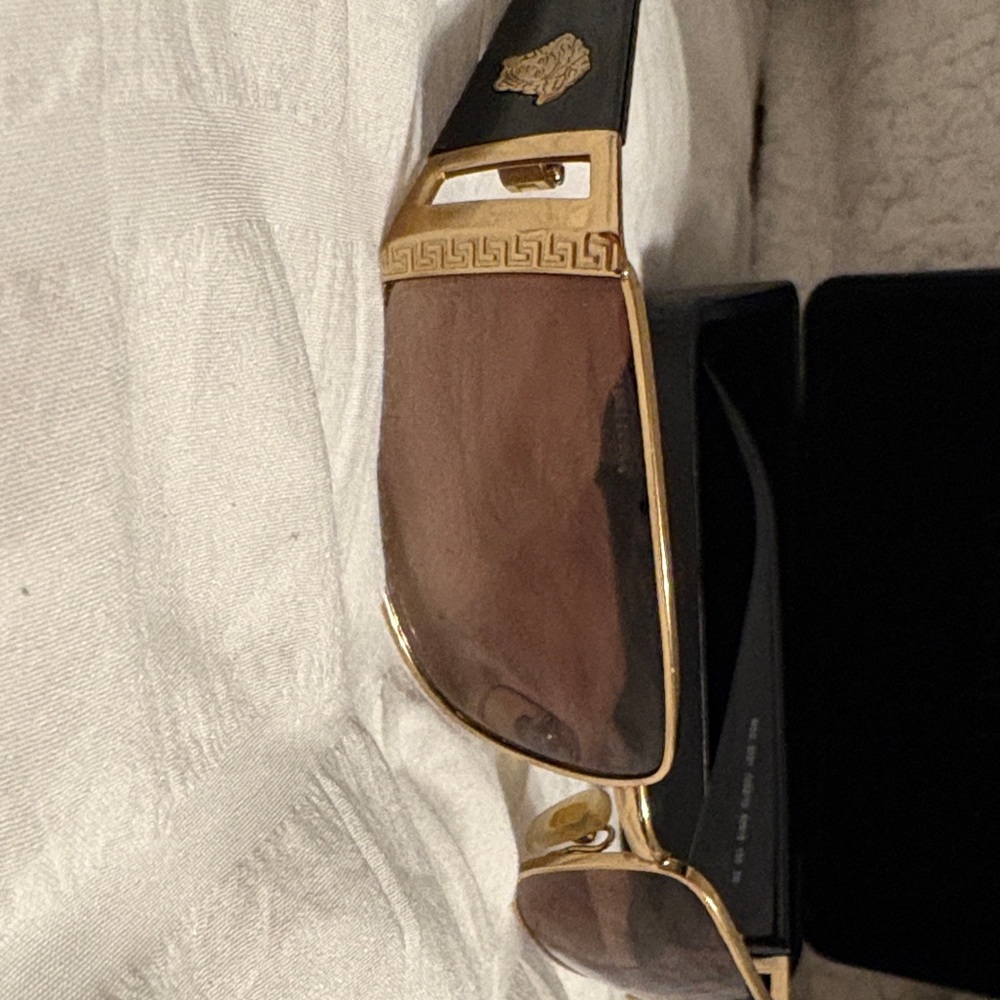 VERSACE MOD.2021 100213 GOLD BLACK RECTANGULAR EYEGLASSES FRAME 60-15-130.